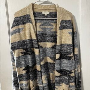 Lucky Brand Beige and Navy Patterned Cardigan